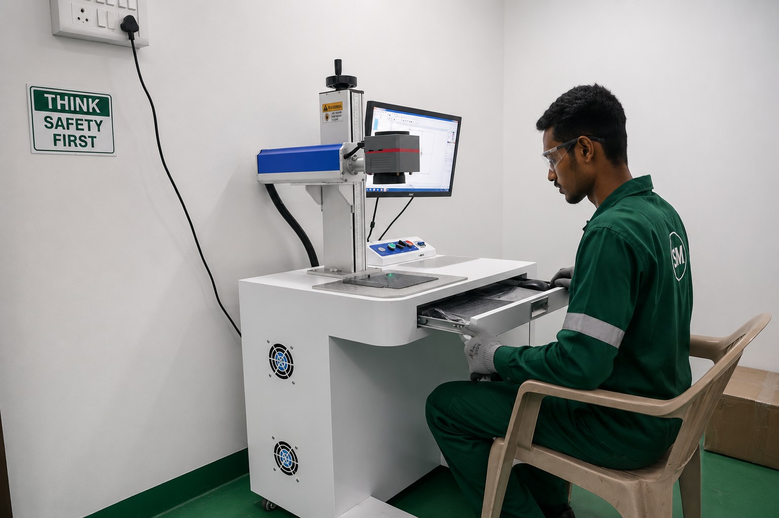 SMAtree technician operating precision manufacturing equipment